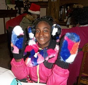 Girl in mittens